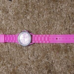 Geneva watch, pink, with pink zebra face